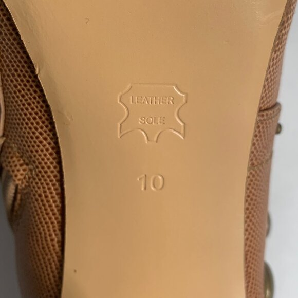 BCBG Maxazria Caramel Leather Stud Embellished Ankle Bootie Side Zipper Closure - Picture 6 of 6